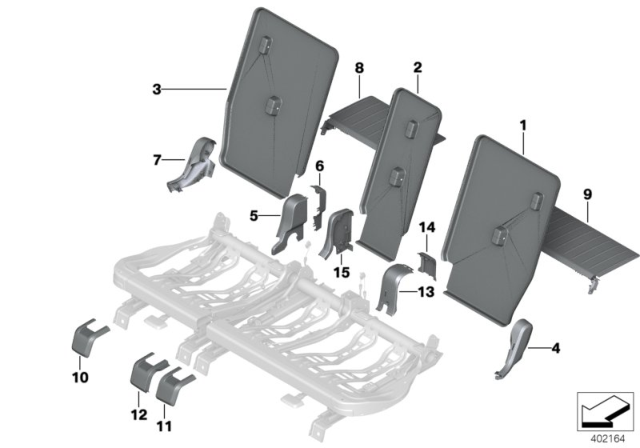 2018 BMW X1 Seat, Rear, Seat Trims Diagram 2