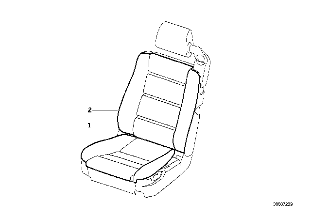 1994 BMW 850Ci Seat Cover, Leather Diagram for 52108152559