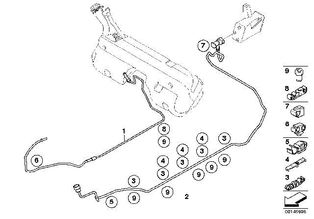 2003 BMW Z4 Fuel Feed Line Diagram for 16126758012
