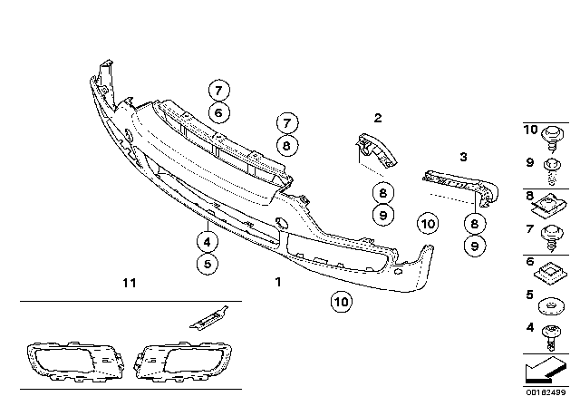 2010 BMW X5 Trim Panel, Bumper, Front Diagram for 51117172356