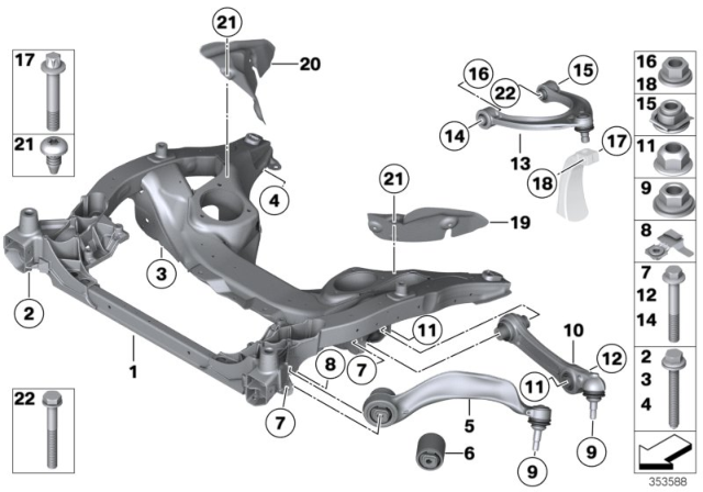 2010 BMW 750i Bottom Rubber Mount Wishbone, Left Diagram for 31126798107