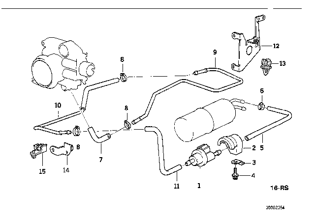 1995 BMW 540i Fuel Tank Breather Valve / Disturb. Air Valve Diagram