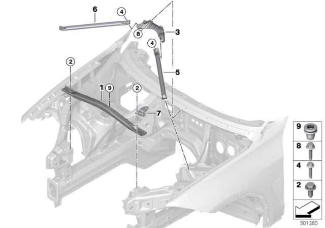 2017 BMW X5 M Brace For Body Front End Diagram