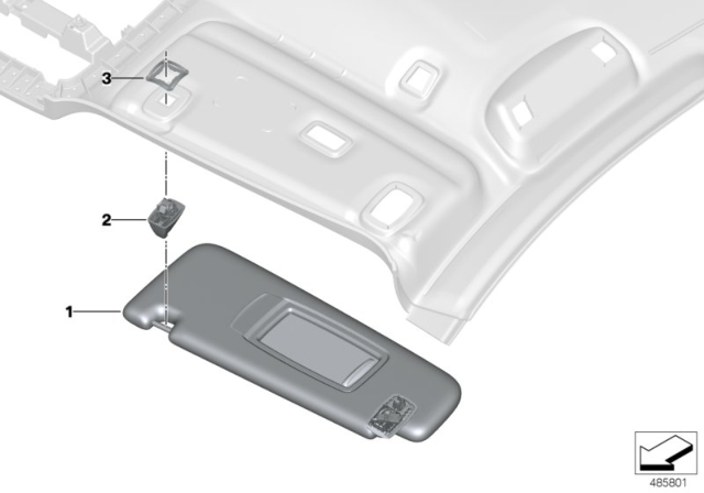 2018 BMW 640i xDrive Gran Turismo Sun Visors Diagram