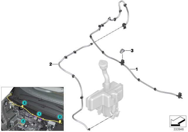 2020 BMW i3s Nozzle Chain, Windscreen Washer System Diagram for 61667347668