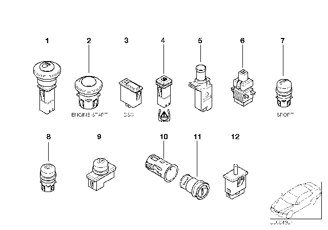 2003 BMW Z8 Various Switches Diagram 1