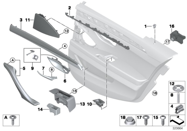 2016 BMW 550i Mounting Parts, Door Trim Panel Diagram 2