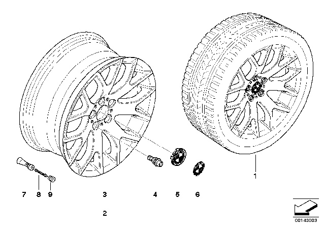 2004 BMW X5 BMW Light Alloy Wheel, Cross Spoke Diagram