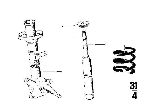 1975 BMW 3.0Si Front Spring Strut / Shock Absorber Diagram