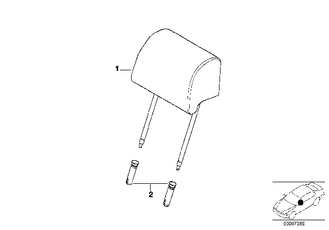 2002 BMW 540i Seat, Front, Head Restraint Diagram 3