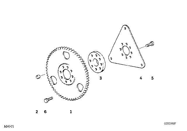 1993 BMW 525i Driving Plate Diagram for 24401216837