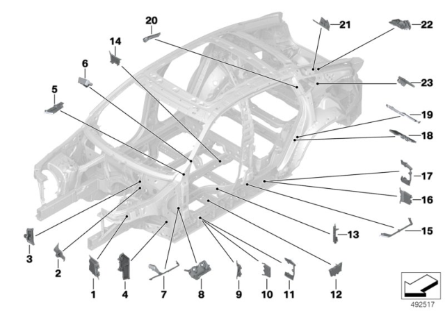 2020 BMW X6 MOLDED PART COLUMN A,TOP EXT Diagram for 41007482062