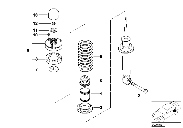 2003 BMW Alpina V8 Roadster Rear Spring Strut Coil Spring And Parts Diagram