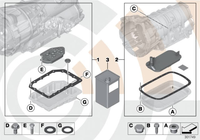 2001 BMW 325Ci Fluid Change Kit, Automatic Transmission Diagram 1