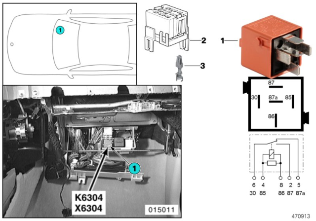 1997 BMW 528i Relay, Secondary Air Pump Diagram 1