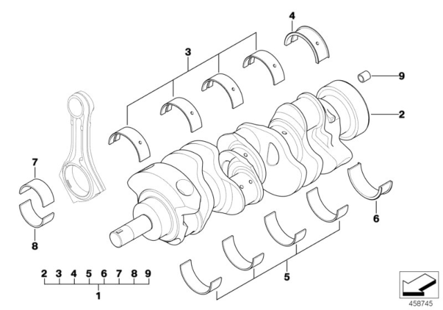 2011 BMW M3 Bearing Shell Violet Diagram for 11217841611