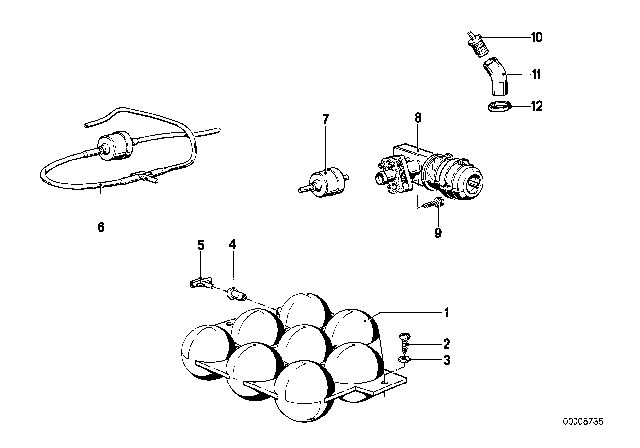 1979 BMW 733i Vacuum Storage Tank Diagram for 64111361871