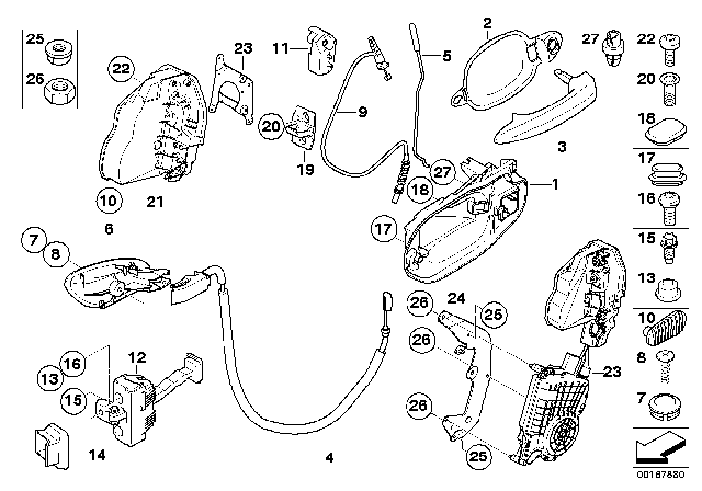 2007 BMW 650i Inside Left Door Handle Diagram for 51417119061