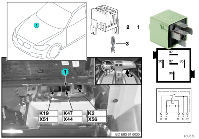 2005 BMW X3 Relay, Fog Light Diagram 1