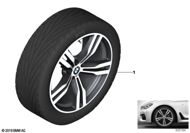 2019 BMW 740e xDrive BMW Light-Alloy Wheel, M Double Spoke Diagram 2