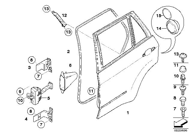 2013 BMW X6 Rear Door - Hinge / Door Brake Diagram