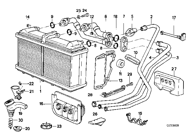 1990 BMW 750iL Radiator, Automatic Air Conditioning / Microfilter Diagram