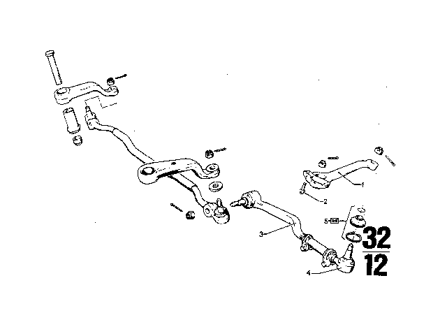 1971 BMW 2800CS Steering Linkage / Tie Rods Diagram 2