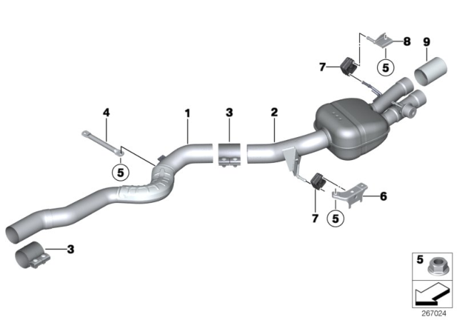 2014 BMW M6 Rear Silencer, Right, With Exhaust Flap Diagram for 18307849761