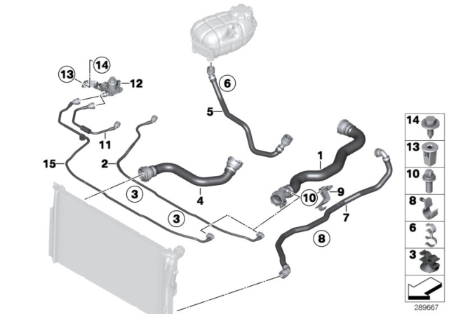 2014 BMW 328d xDrive Cooling System Coolant Hoses Diagram