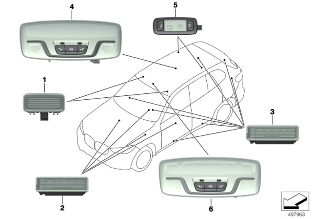 2019 BMW X7 Interior Lights Diagram
