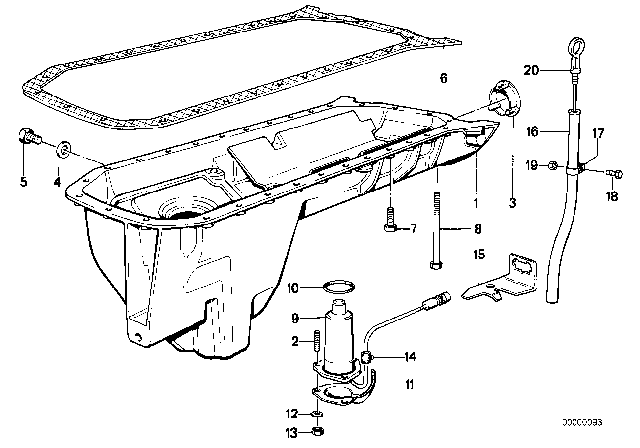 1992 BMW 535i Oil Pan / Oil Level Indicator Diagram