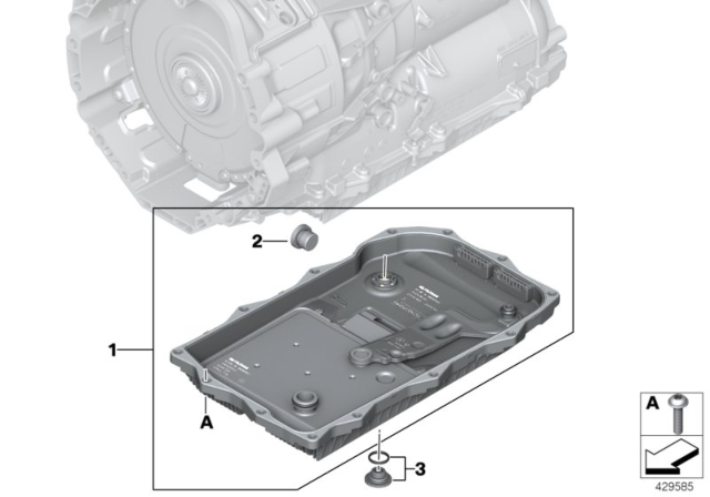 2015 BMW ActiveHybrid 3 Transmission Oil Pan With Filter Repair Set Diagram for 24118632188