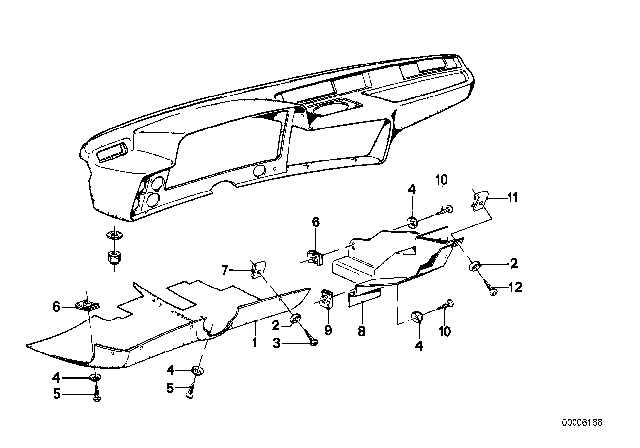 1982 BMW 320i Trim Panel Dashboard Diagram 2