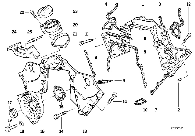 1993 BMW 850Ci Timing Case Diagram 2