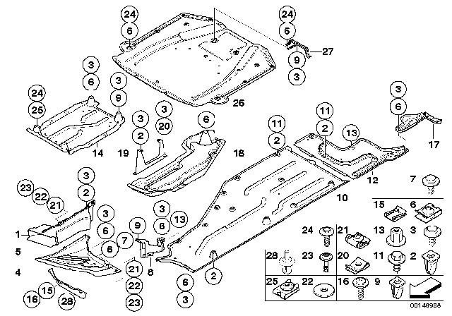 2002 BMW 745Li Shield, Engine Compartment / Underfloor Paneling Diagram
