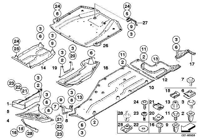 2006 BMW 760i Underbody Panelling, Left Diagram for 51717020533