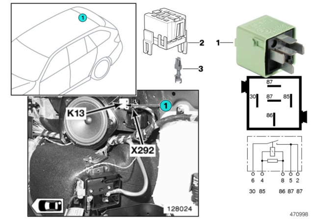 2000 BMW 323i Relay, Heated Rear Window Diagram 1