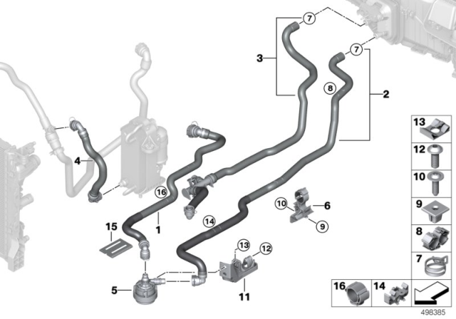 2020 BMW 540i Cooling Water Hoses Diagram