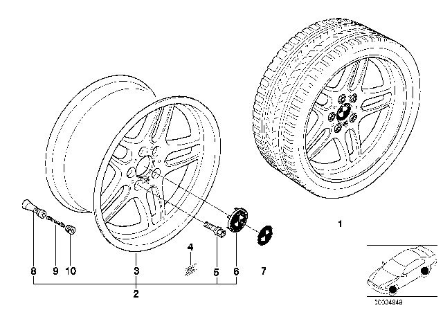 1991 BMW M5 BMW Light Alloy Wheel, M Parallel Spoke Diagram