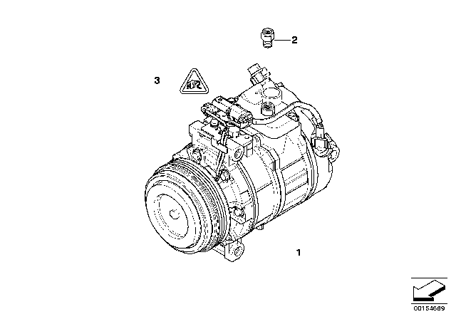 2011 BMW 335d Air Conditioning Compressor Diagram for 64509180547