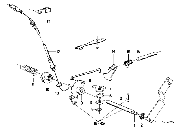 1983 BMW 320i Accelerator Bowden Cable Diagram for 24341208749