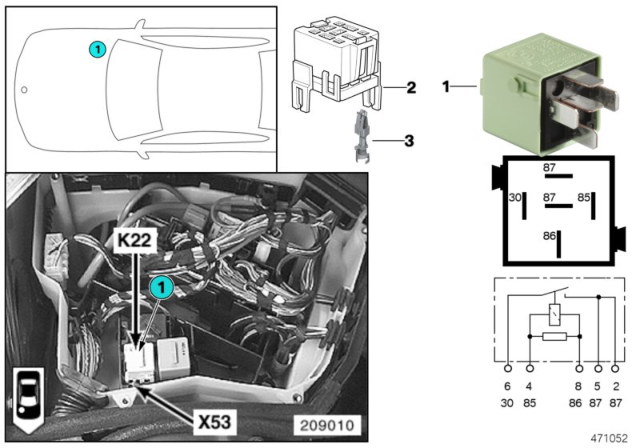 2002 BMW 525i Sedan(E39) Relay, Auxiliary Fan Stage Diagram 3