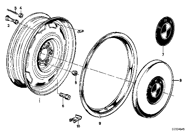 1977 BMW 530i Steel Rim Diagram 1