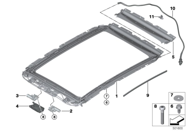 2019 BMW X3 Frame Panoramic Roof Diagram for 54107493141