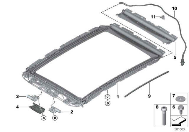 2020 BMW X4 Panorama Glass Roof Diagram 1