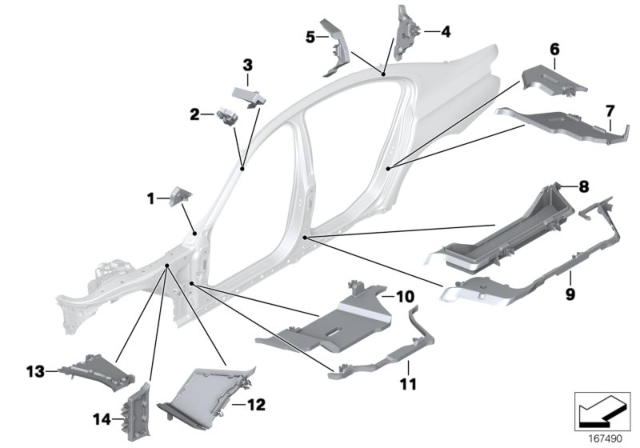 2011 BMW 740i Moulded Part For Column B, Interior Left Diagram for 41217179345