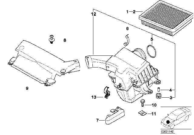 2000 BMW 323i Intake Silencer / Filter Cartridge Diagram