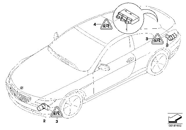 2004 BMW 645Ci Park Distance Control (PDC) Diagram