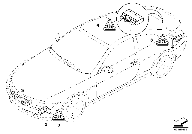 2010 BMW M6 Park Distance Control (PDC) Diagram