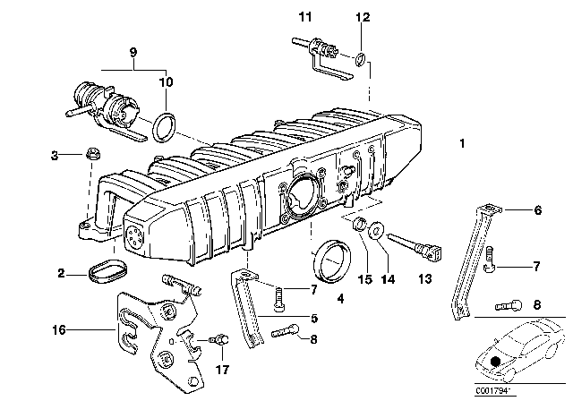 1993 BMW 525i Intake Manifold Diagram for 11611735728